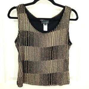 VTG 90s Xscape Shimmer Stretch Gold/Black Sleeveless Shell Top M